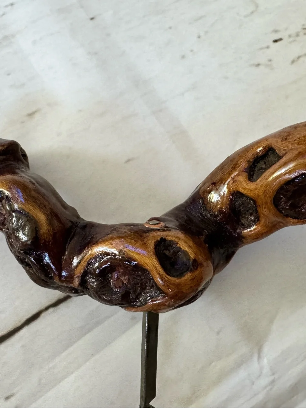 Hand-Carved Brown Wood Corkscrew VGUC